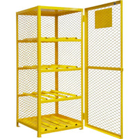 Horizontal Gas Cylinder Cabinet Manual Close Durham With Multiple Shelves And An Open Mesh Door