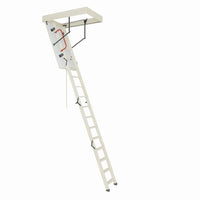 Illustration Of A Wooden Attic Ladder Extending From A Ceiling Hatch