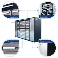 Infographic Highlights A Large Steel Garage Cabinet With Callouts