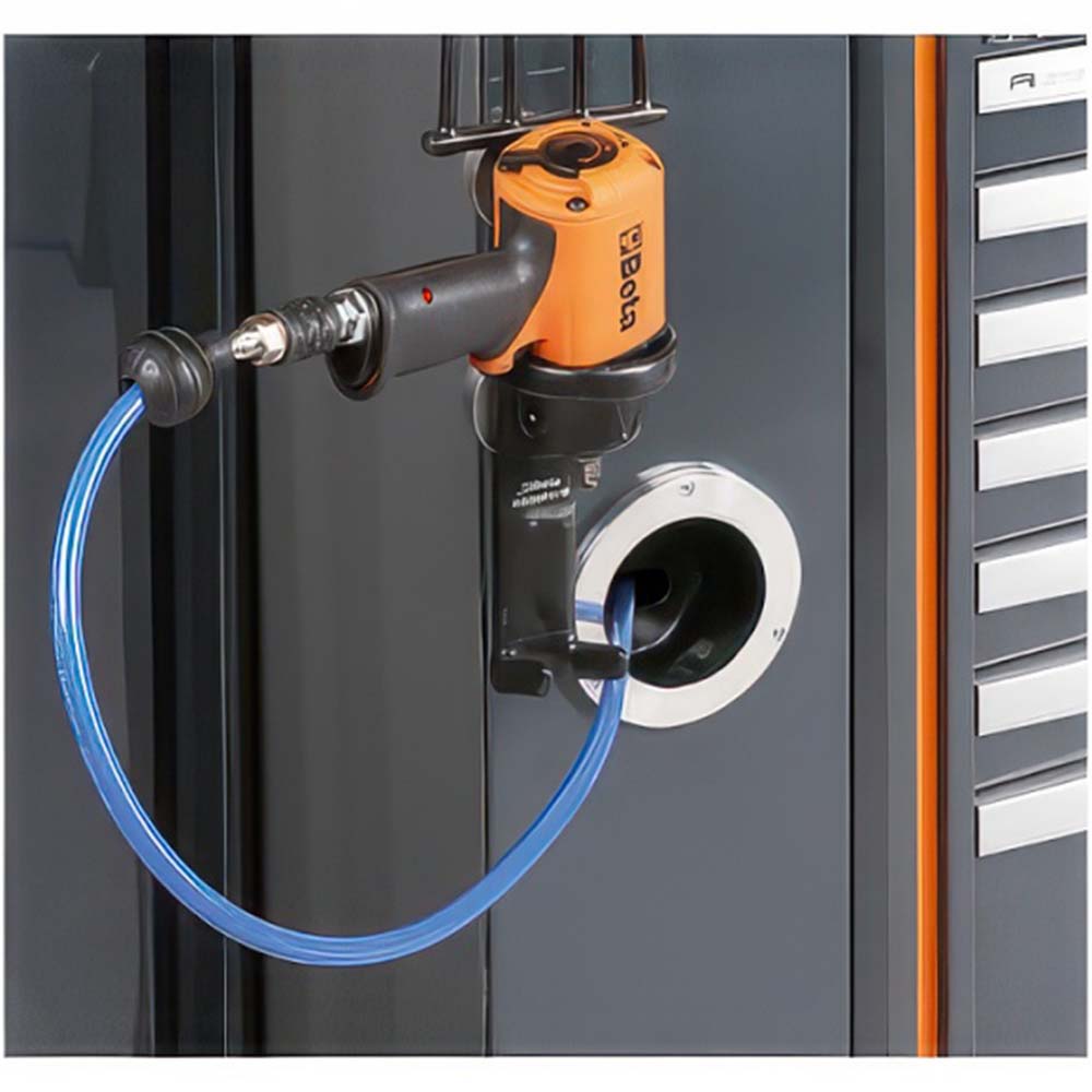 Integrated Tool Holder And Hose Pass Through System Mounted On A Modular Workshop Cabinet