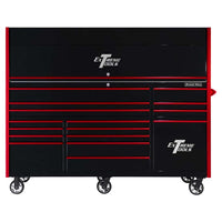 Large Black And Red Extreme Tools Rolling Tool Chest With Multiple Drawers And Caster Wheels For Mobility