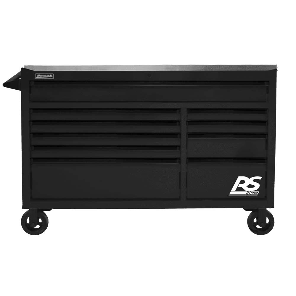 Large Black Homak 54 RS Pro 10 Drawer Rolling Cabinet With Multiple Drawers On Casters