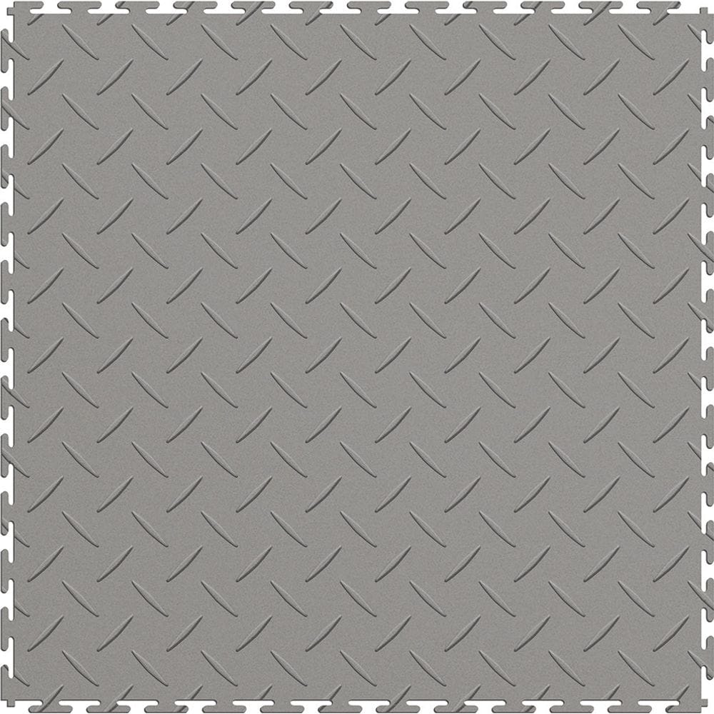 Light Gray Diamond Plate Vinyl Floor Tile By Perfection With A Repeating Diamond Plate Pattern