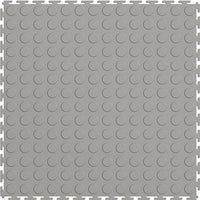 Light Gray Perfection Tile Coin Top Garage Floor Tiles With A Repeating Pattern Of Circular Indentations Covering Its Entire Surface
