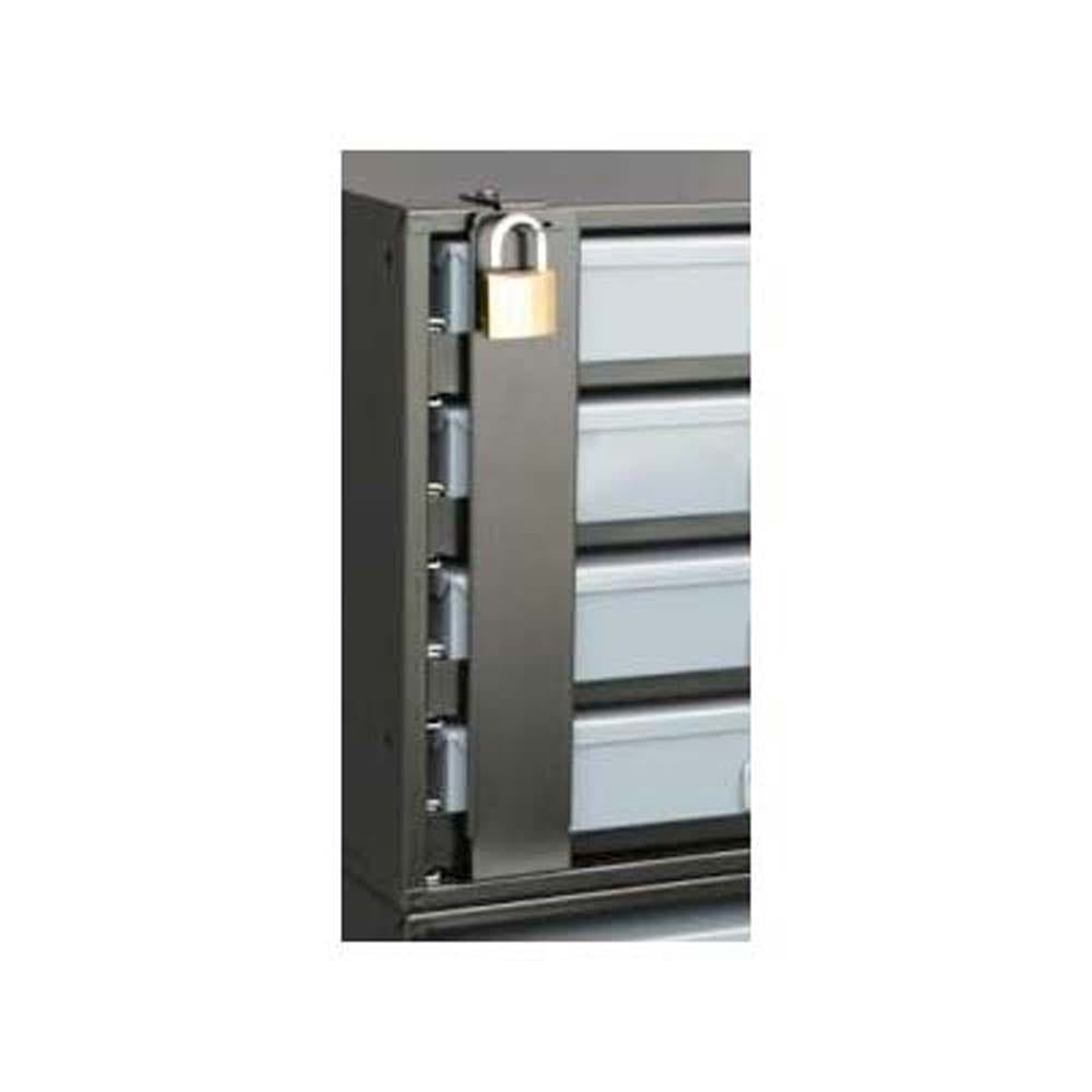Locking System 4 Drawer Cabinet Equipped With A Vertical Locking Bar Secured By A Padlock