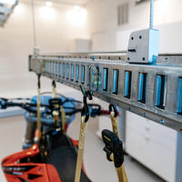 Long Metallic Rail Of Electric Hoist Garage Lift By AuxxLift Equipped With Hooks And Straps