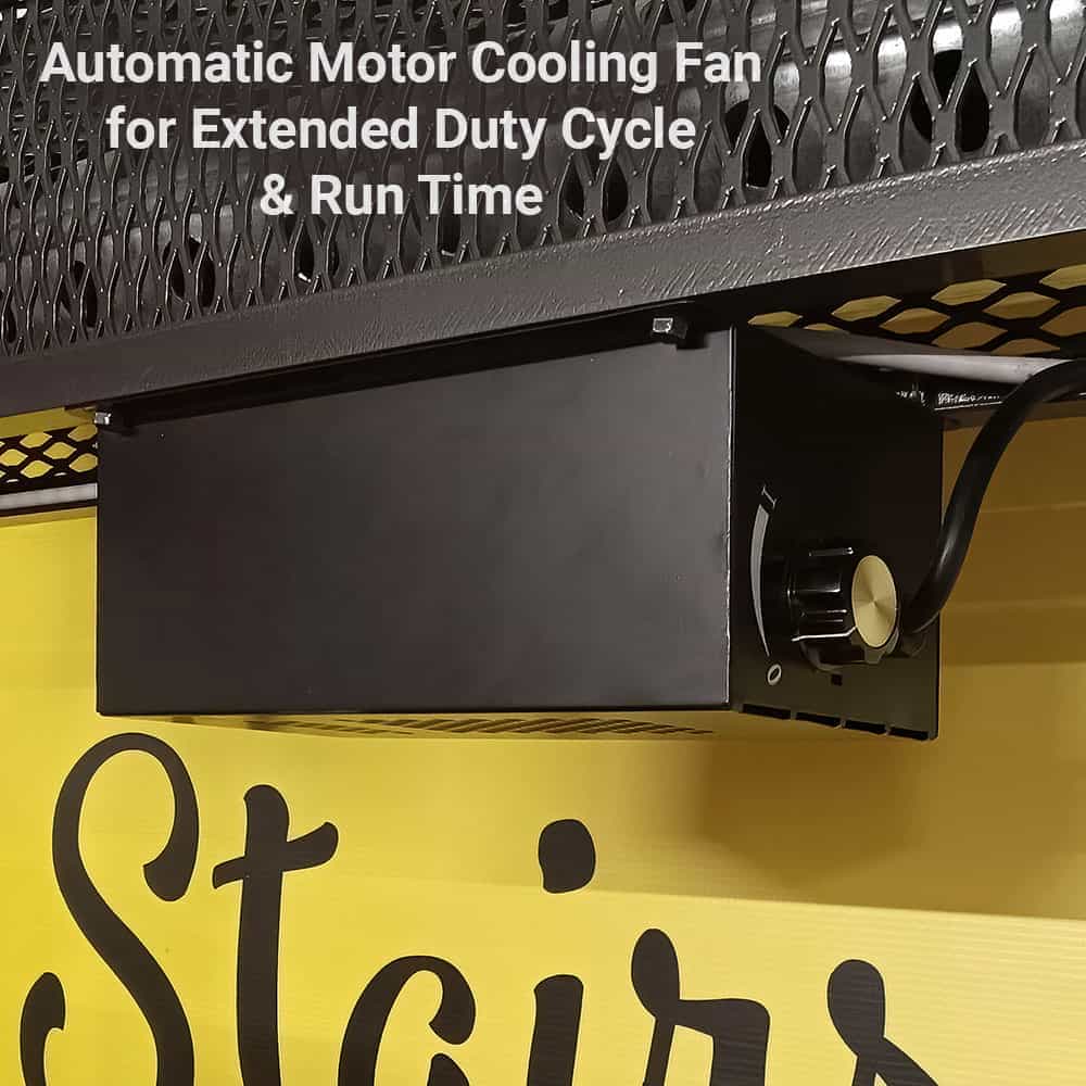 Majic Attic Lift auxiliary motor cooling fan with its power dial