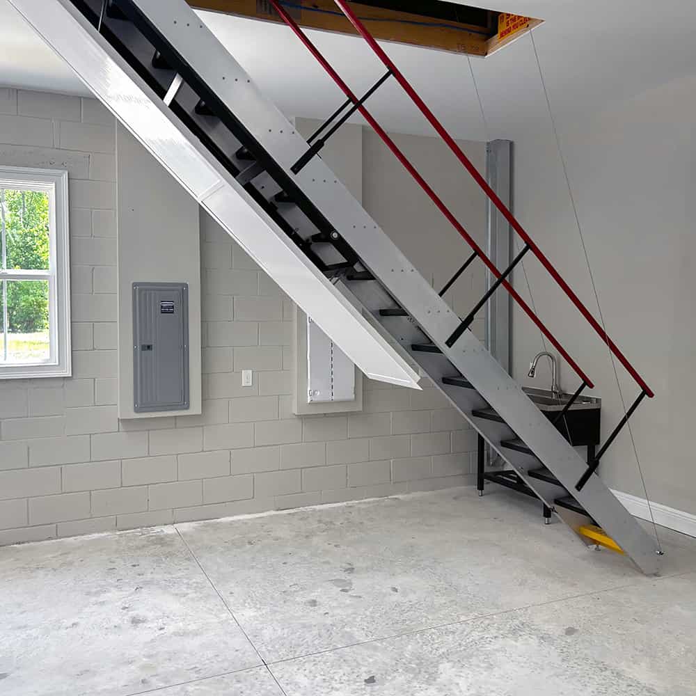 Majic Attic Stair In Garage Side View