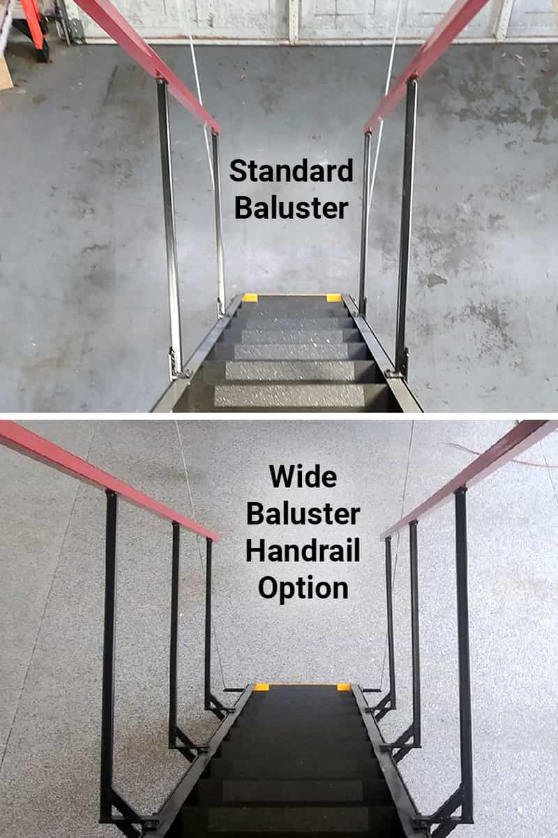 Majic Stairs Standard vs Wide Baluster Handrail Options