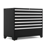 Matte Black Tool Chest With Eight Shallow Drawers And One Deep Base Drawer On Leveling Feet