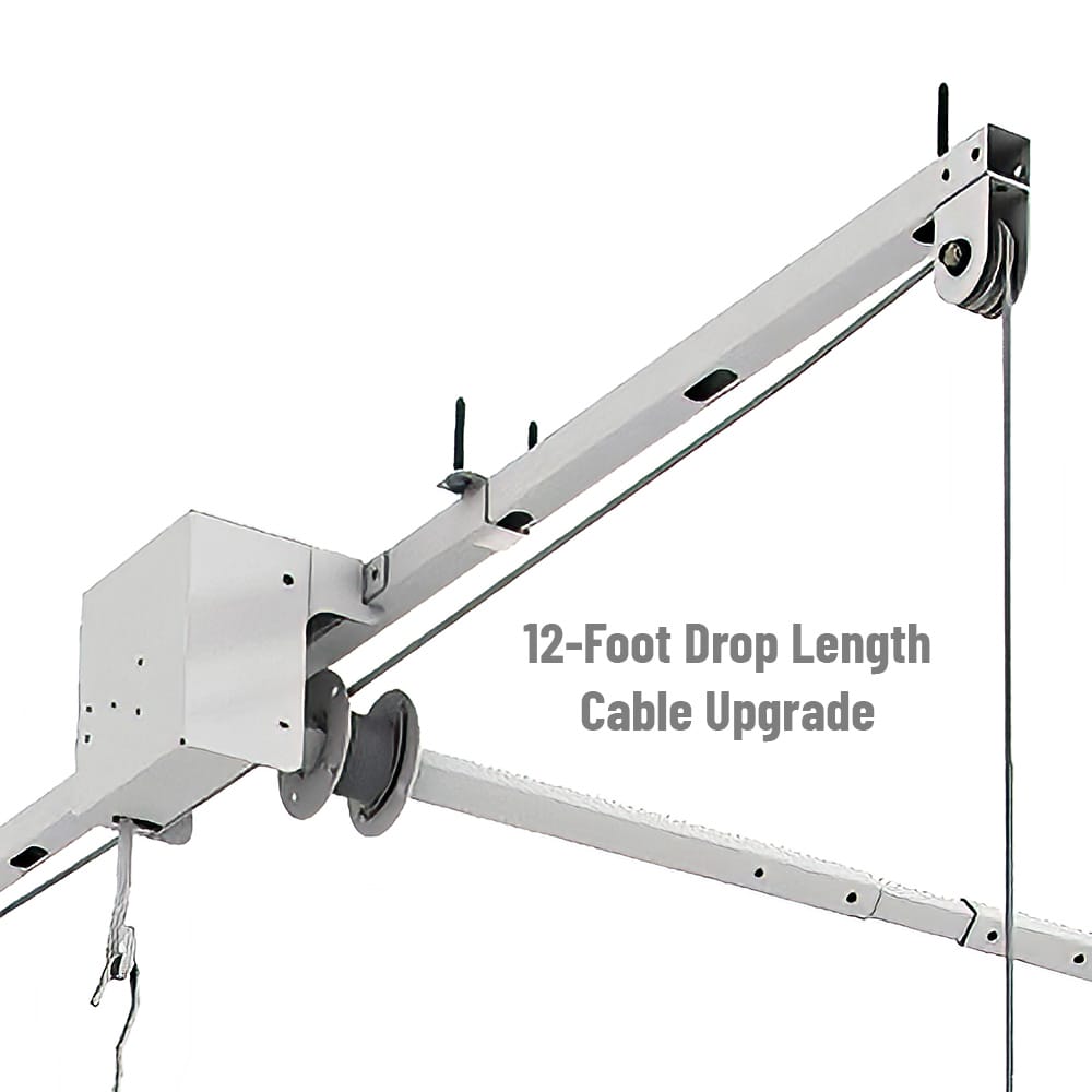Mechanical Setup Featuring A 12 Foot Drop Length Cable Upgrade With Metal Components And Pulleys Integrated Into A Structured Frame