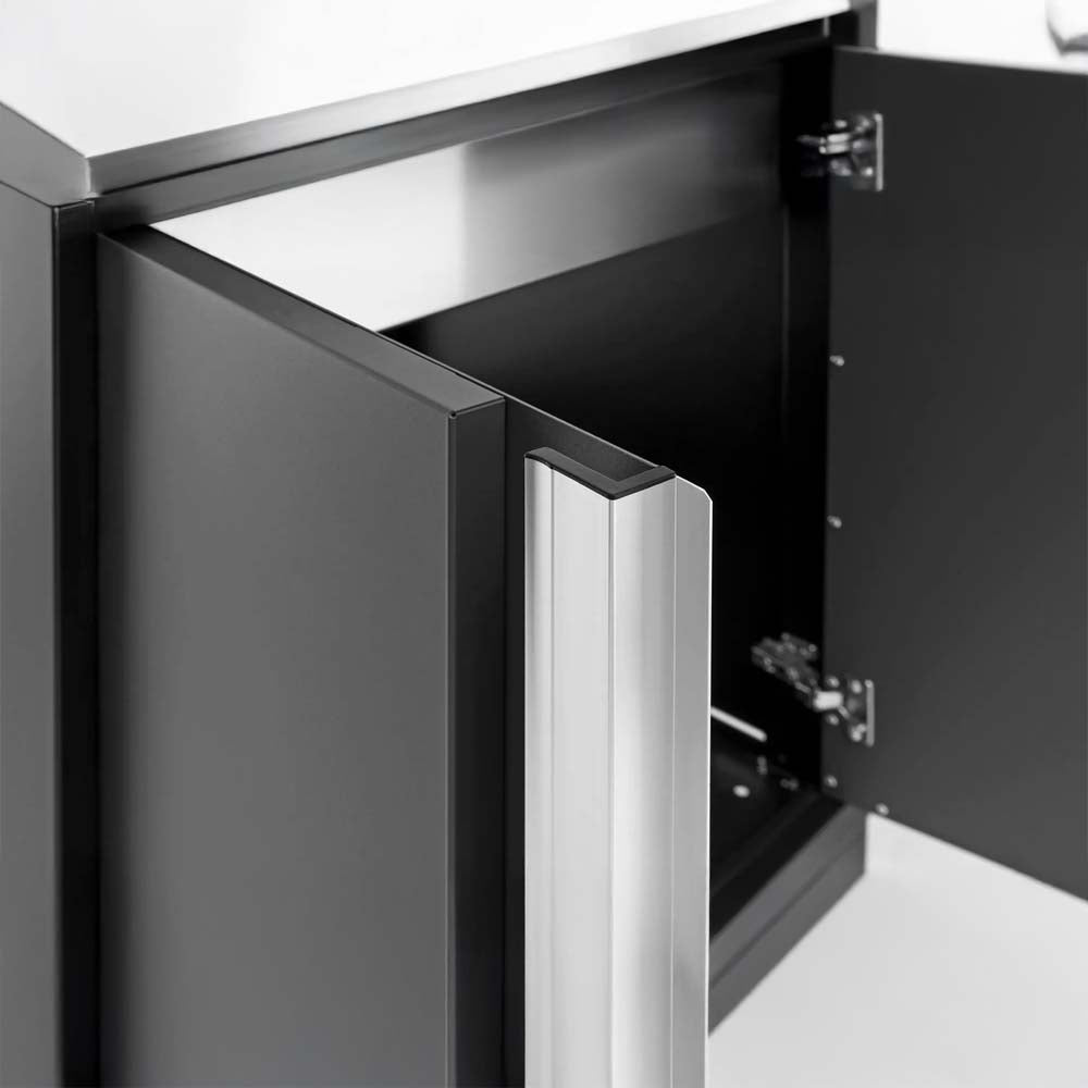 Metal Cabinet With  Aluminum Handle And Open Door