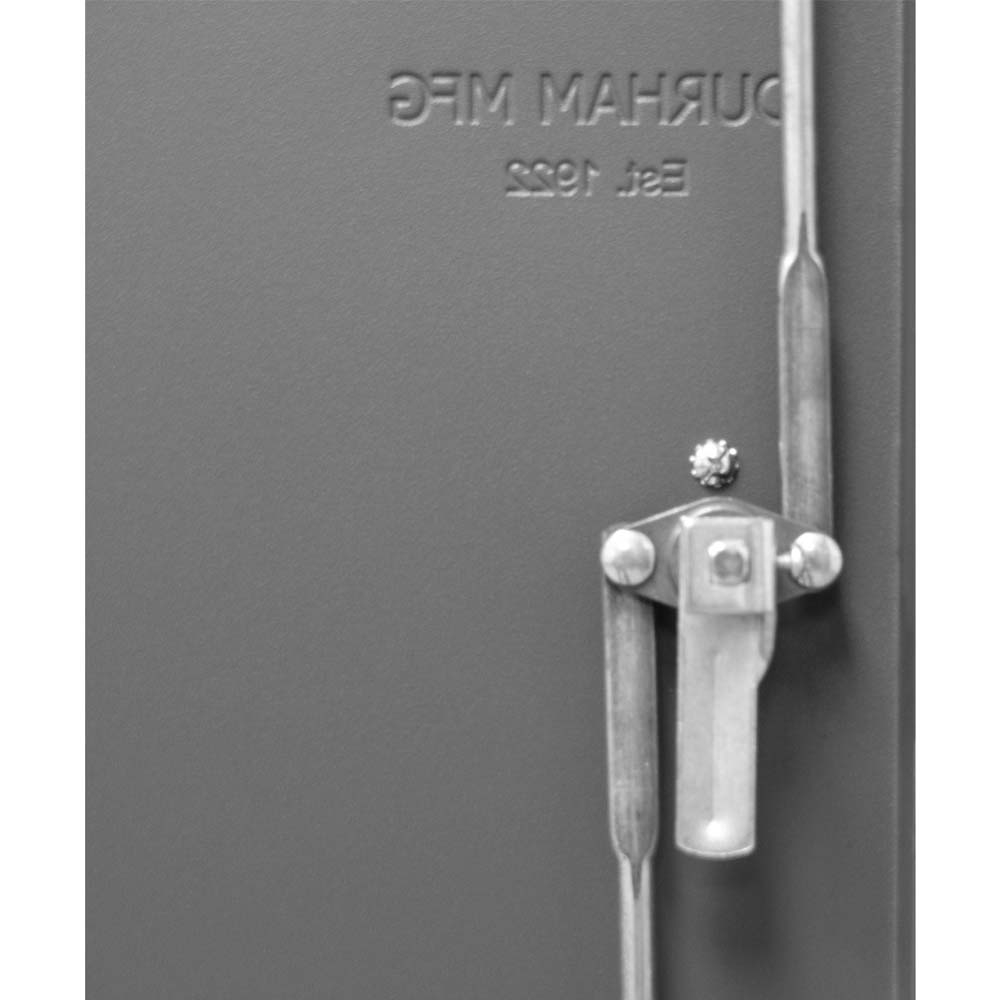 Metal Latch Mechanism On 156 Yellow Bins Storage Cabinet 36x18x84 Door