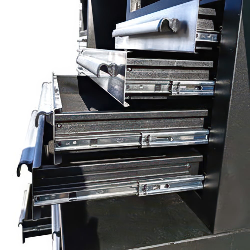 Metal Tool Drawers Pulled Open To Highlight The Ball Bearing Slide Rails