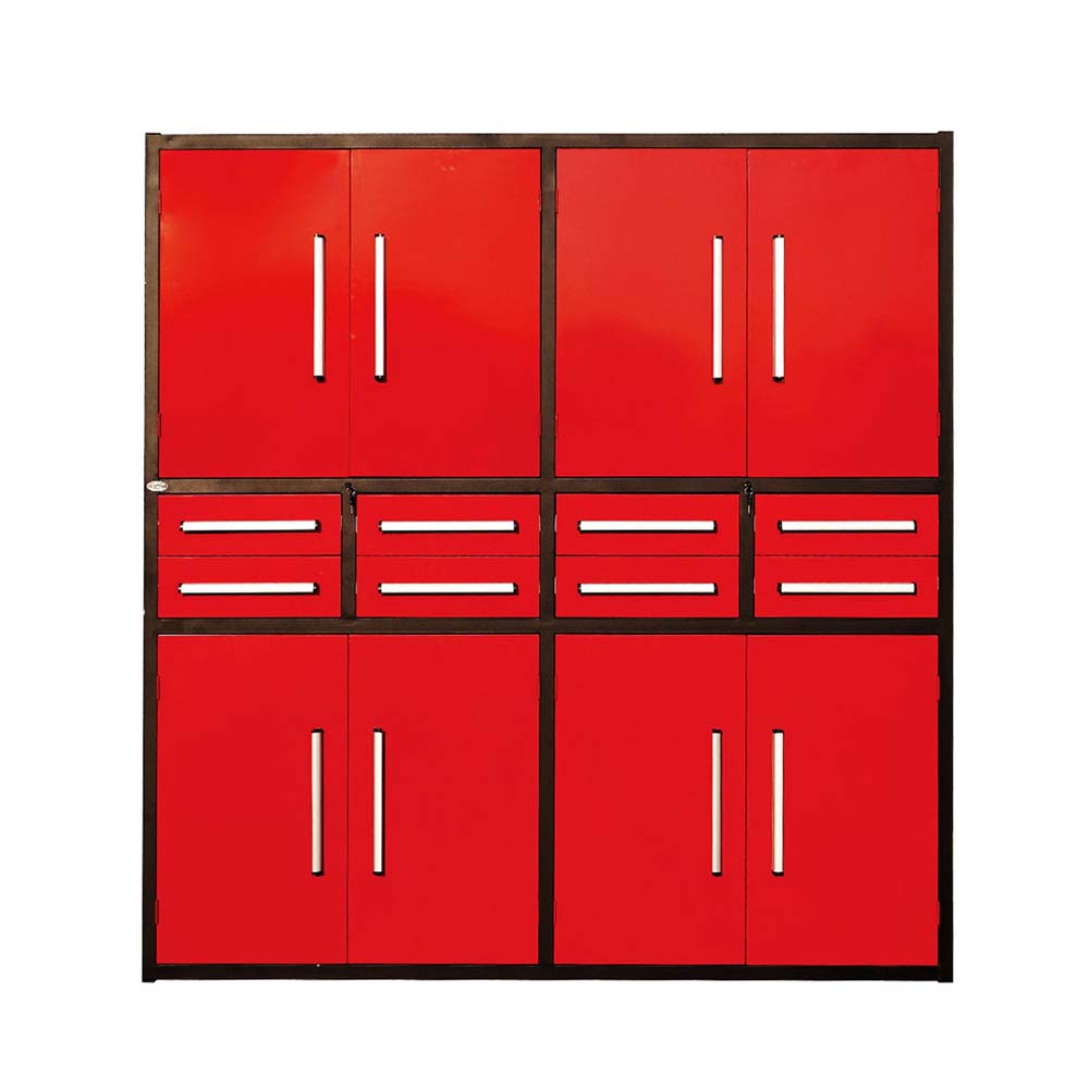 Modular Storage Cabinet With Four Double Doors And Four Center Drawers