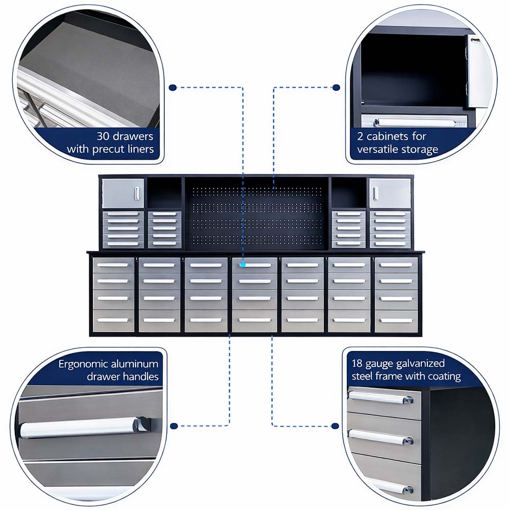 Modular Tool Bench With Many Drawers And Cabinets