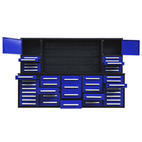 Modular Workstation With Upper Doors Open A Center Pegboard