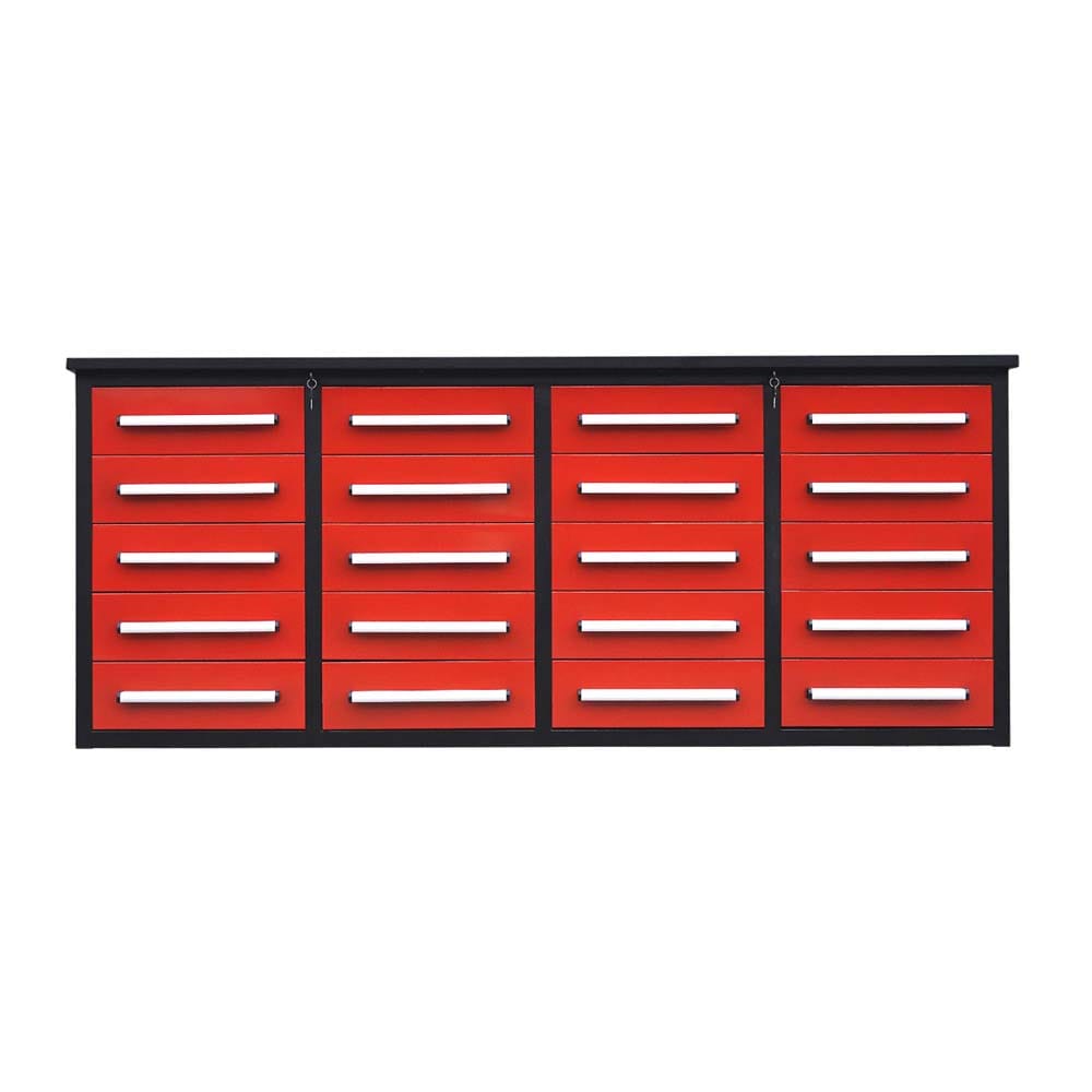 Multi Drawer Tool Cabinet With Four Columns Of Drawers And Silver Pull Handles