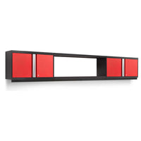 NewAge 3 Piece Wall Cabinet Set Pro 3.0 Series With 56 Integrated Display Shelf With A Sleek Black Frame And Vibrant Red Doors