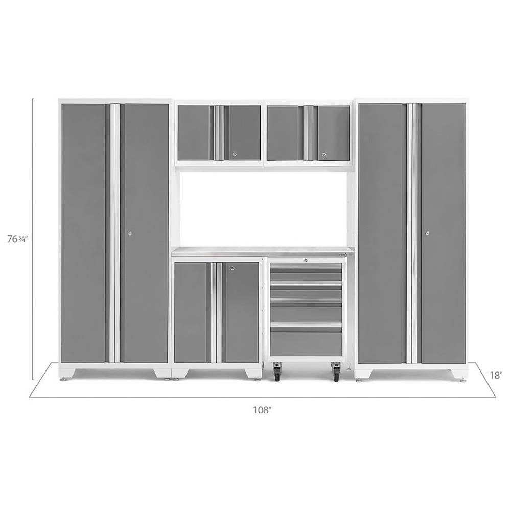 NewAge 7 Piece Bold 3.0 Series Garage Cabinet Set Consisting Of Various Cabinets Drawers And Shelves