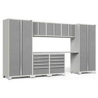 NewAge 8 Piece Pro 3.0 Garage Set With 5 Drawer Cabinets Consisting Of Tall Cabinets, Upper Wall Mounted Cabinets, And Lower Drawer Units
