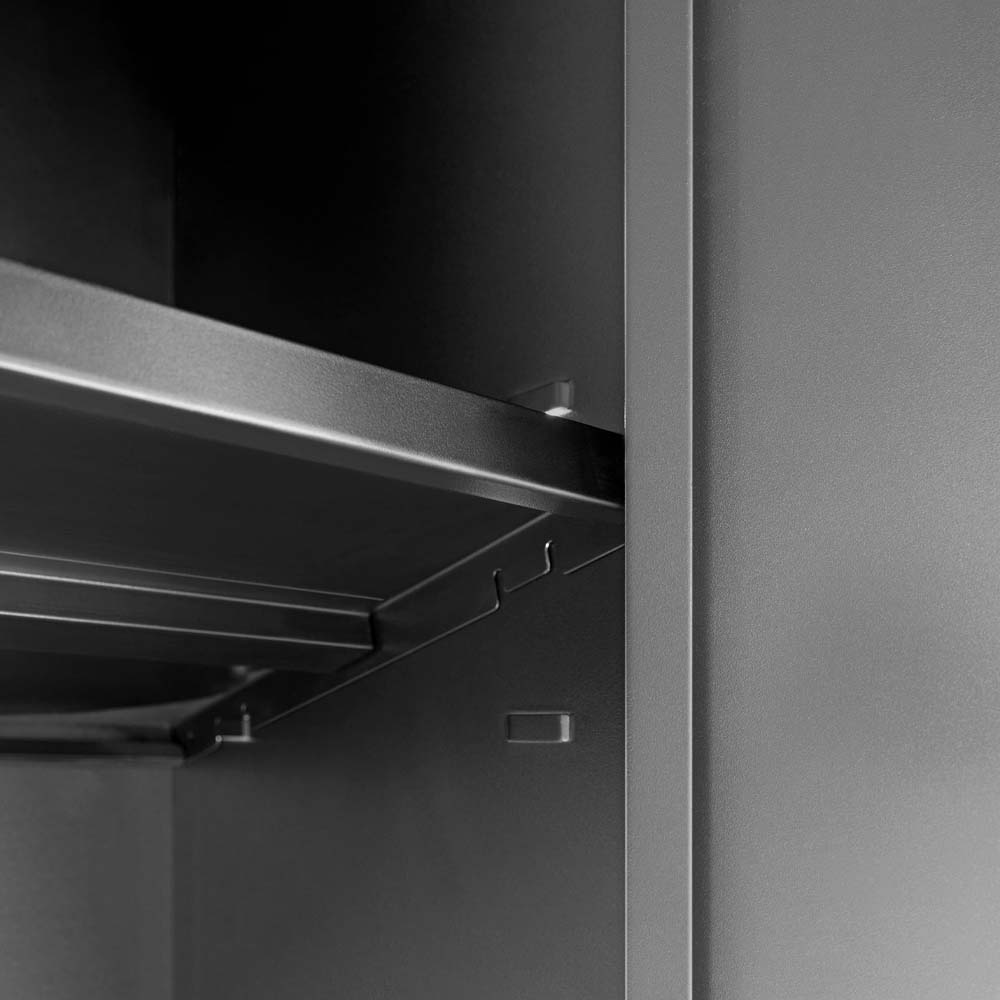 NewAge Bold Cabinet Set Featuring A Shelf Supported By Metal Brackets And Hooks