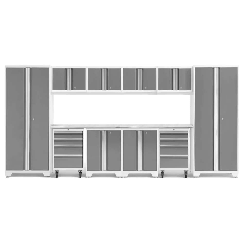 NewAge Bold Series 12 Piece Cabinet Set With 2X Lockers With A Combination Of Tall Cabinets Upper Cabinets And Lower Cabinets With Drawers