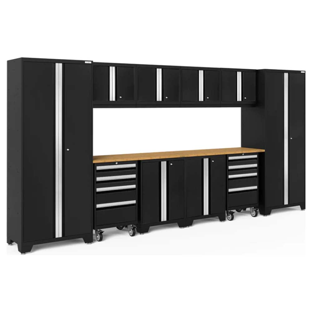 NewAge Bold Series Cabinet Set With 2X Multi Use Lockers Consisting Of Black Metal Cabinets With Silver Handles