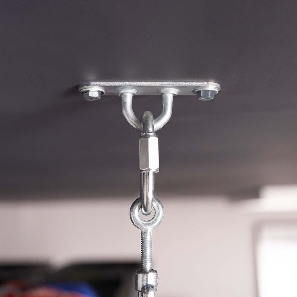 NewAge Overhead Rack Shelving With An Attached Hook And Tumbuckle Used For Supporting A Hanging Load
