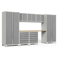 NewAge Pro 3.0 Garage Set 8 Piece With Tool Cabinets With Tall Cabinets, Upper Cabinets, A Central Workbench Area With Multiple Drawer