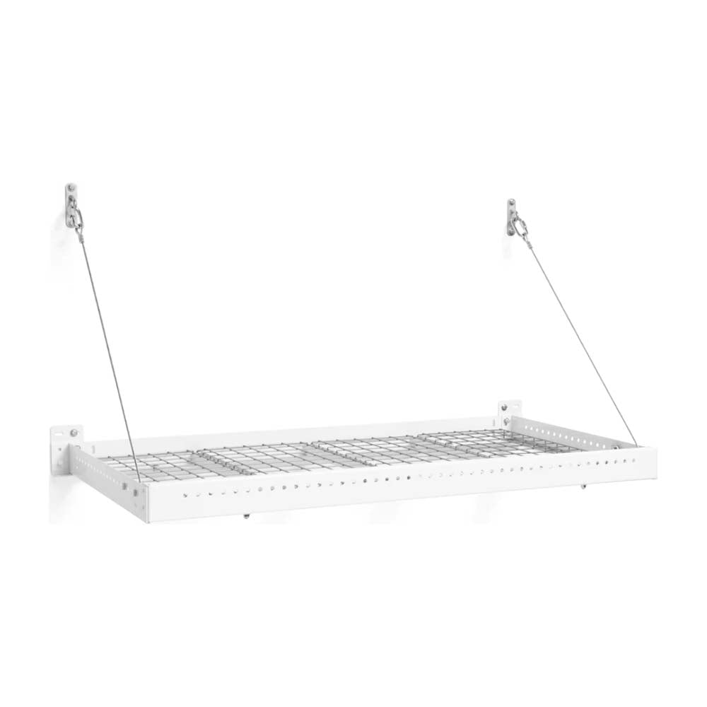 NewAge Pro Series 2 Ft X 4 Ft Metal Shelf 2PC With A Grid Patterned Shelf Supported By Cables On Both Sides