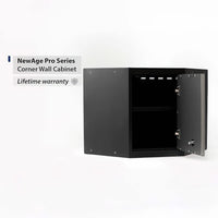 NewAge Pro Series Black Corner Wall Cabinet With Open Door And Lifetime Warranty Label