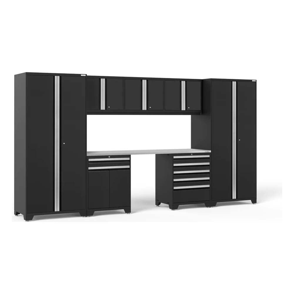 NewAge Pro Series Cabinet Set 8 Pieces 84 In Worktop With An Integrated Workbench Area In The Center