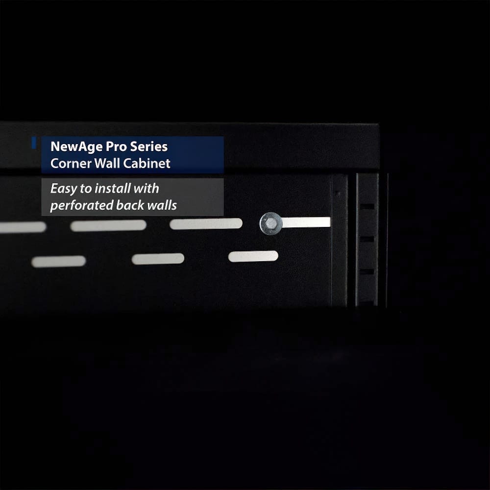 NewAge Pro Series Corner Wall Cabinet Back View With Perforated Walls For Easy Installation
