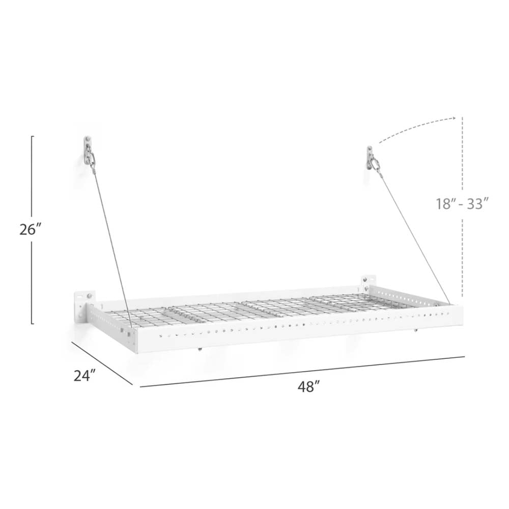 NewAge Pro Series Metal Shelf 2 Ft X 4 Ft Wall Mounted 2PC With Dimensions Of 48 Inches In Width, 24 Inches In Depth, And 26 Inches In Height
