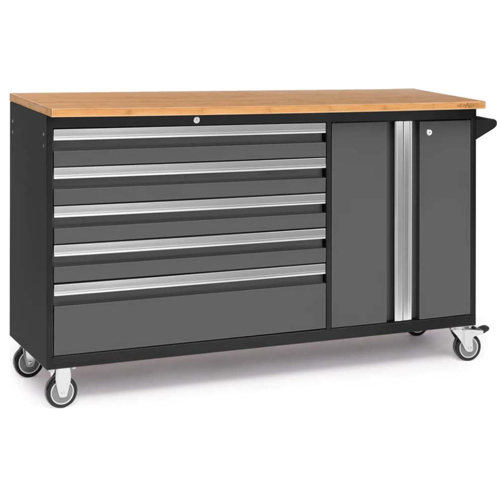 NewAge Products Bold 3.0 Series Project Center With Multiple Drawers And A Cabinet Featuring A Wooden Top