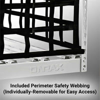 Detailed view of ONRAX ceiling storage lift with durable side webbing for enhanced safety.