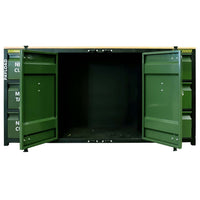 Open Center Storage Compartment Of A Workbench With Swing Out Doors