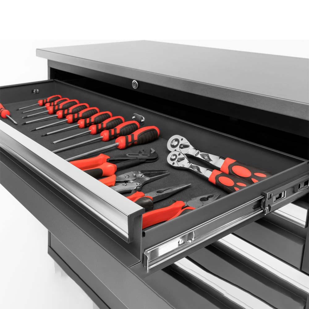 Open Drawer Of NewAge Bold 3.0 Project Center With Neatly Organized Tools