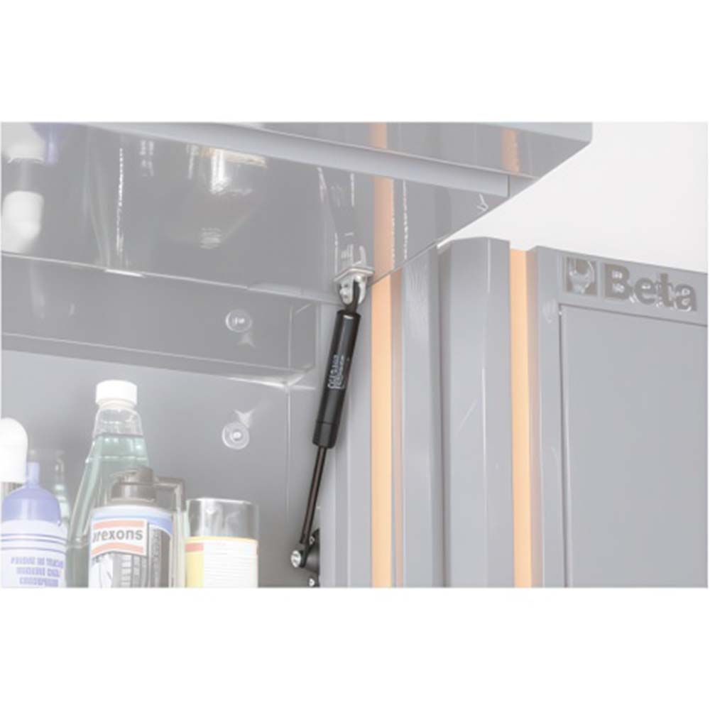 Open Gray Beta Storage Cabinet With A Gas Strut