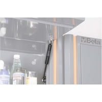 Open Gray Beta Storage Cabinet With A Gas Strut