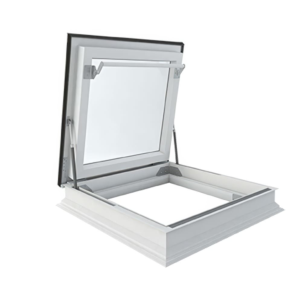 Open Roof Hatch With Glass Panel And Metal Support Arms