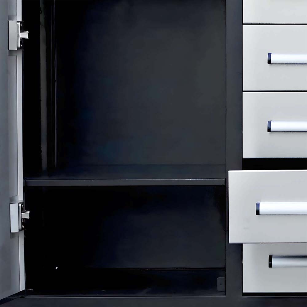 Open Workbench Cabinet Interior With Adjustable Shelf