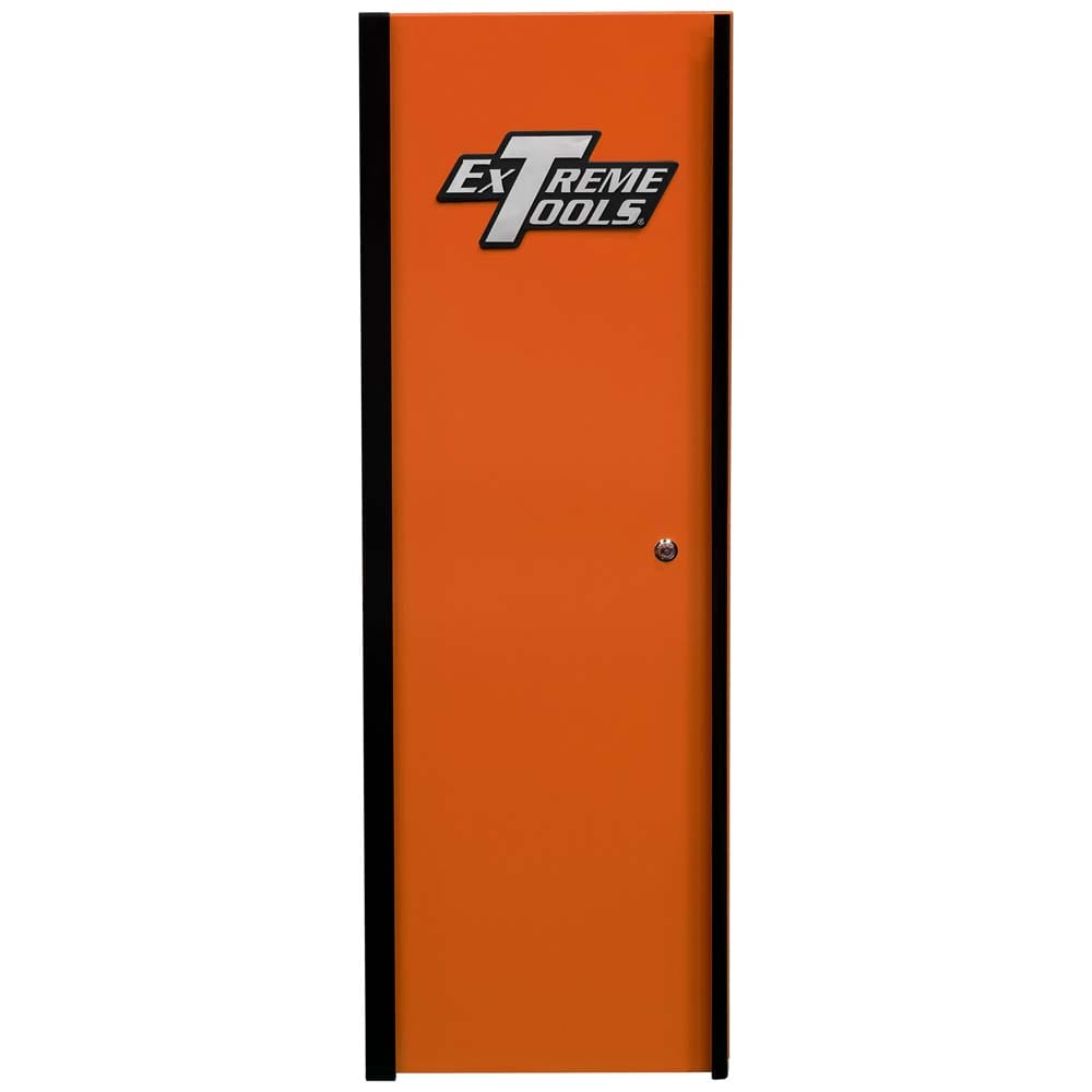 Orange Extreme Tools Small Side Cabinet Tool Box With The Door Closed Featuring The Extreme Tools Logo On The Front