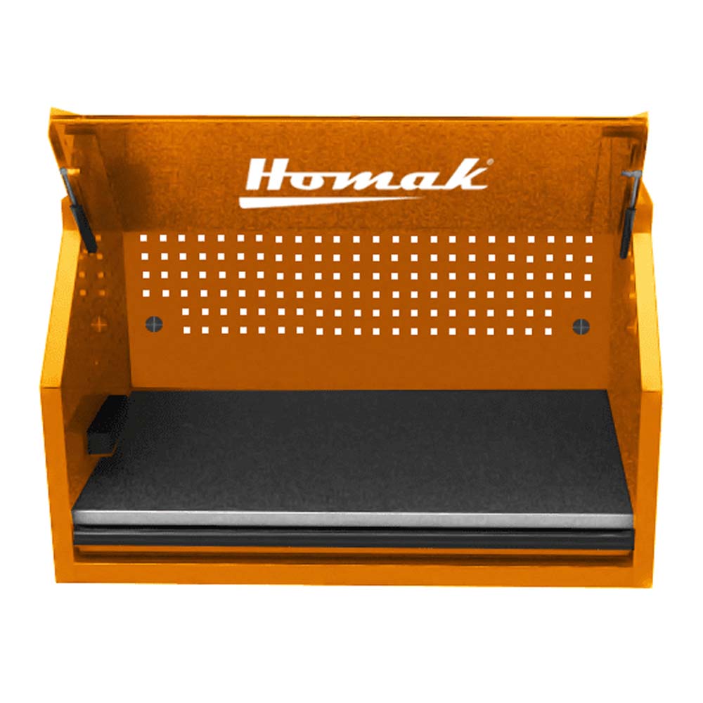Orange Homak 41 RS Pro With A Perforated Back Panel And A Black Mat