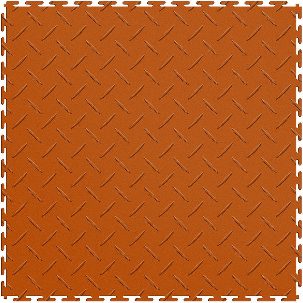 Orange Perfection Tile Garage Flooring With A Raised Diamond Shaped Pattern