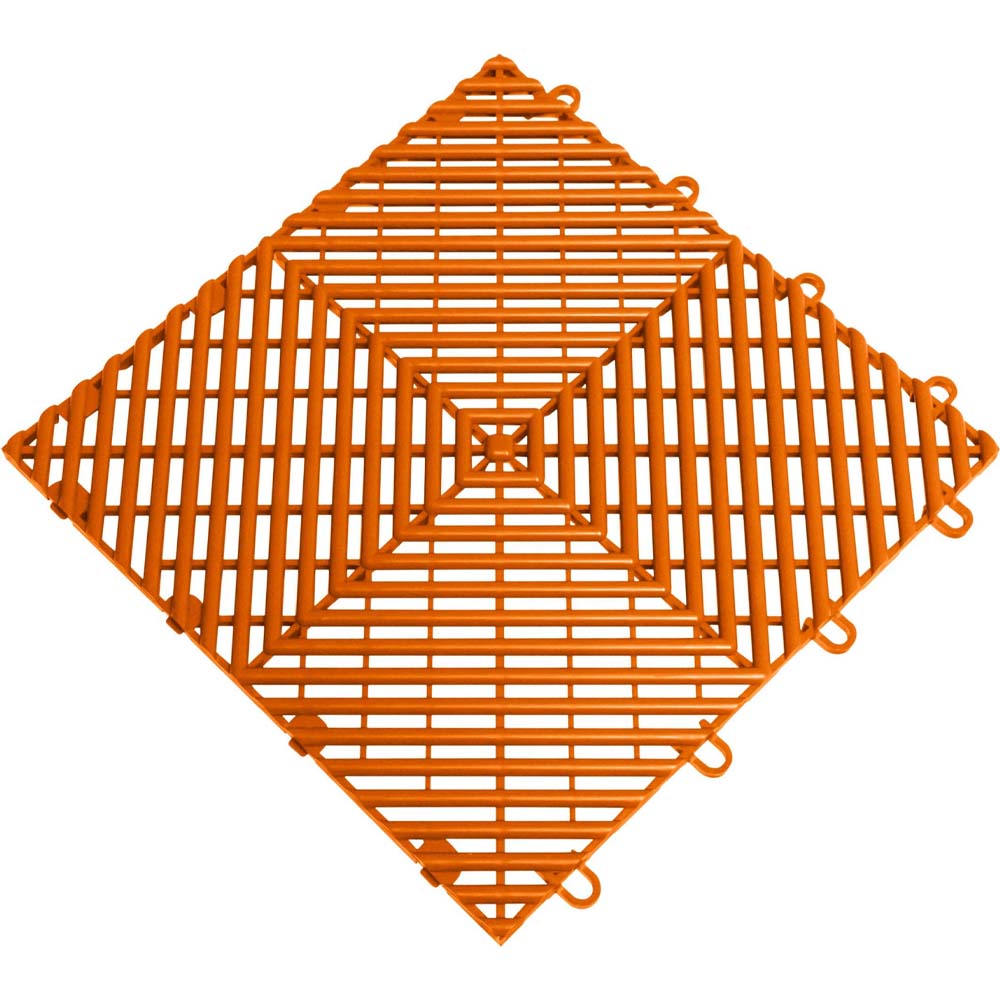 Orange Race Deck Tiles With intersecting Diagonal And Horizontal Lines Forming A Repeating Diamond Shaped Pattern