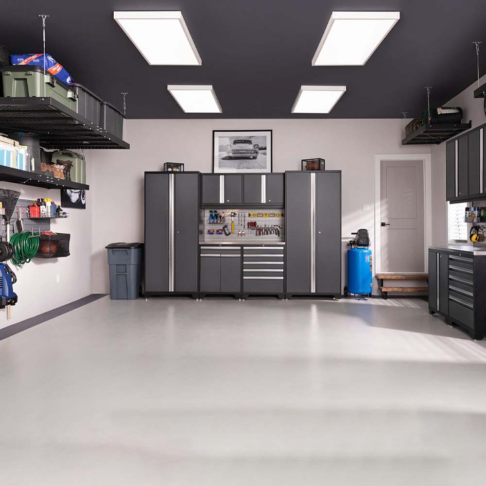 Organized Garage Featuring 8 Piece Garage Cabinet Set Pro 3.0 With 2X 5 Drawer Tool Cabinets