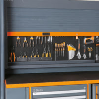 Partially Open Gray Beta Overhead Shutter Cabinet