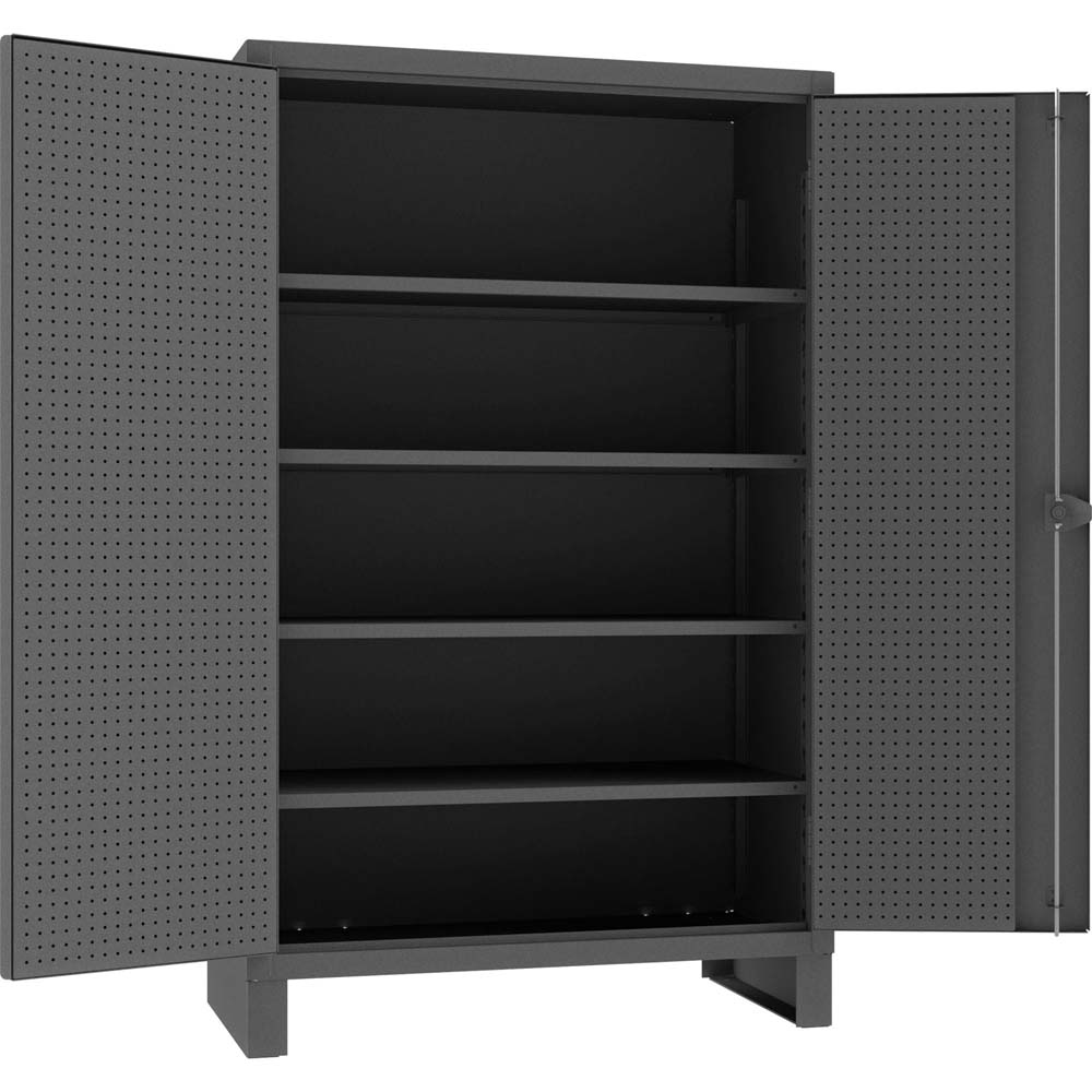 Pegboard Cabinet 4 Adjustable Shelves Durham With Perforated Doors And Multiple Shelves Inside